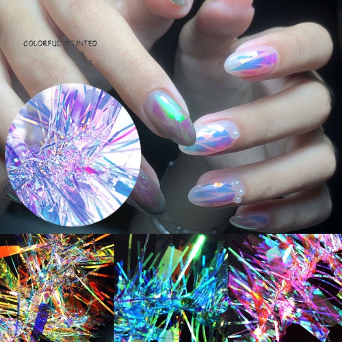 1Box Aurora Nail Art Stickers Irregular Broken Glass Nail Foil Paper Laser Mirror Nail Foils Holographic Decal Manicure Decorations