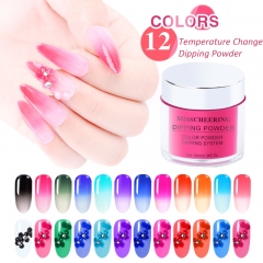 1jar Temperature Change Dipping Powder Gradient Magical Color Nail Art Pigment Extension Carved Glitters Nail Powders Natural Dry