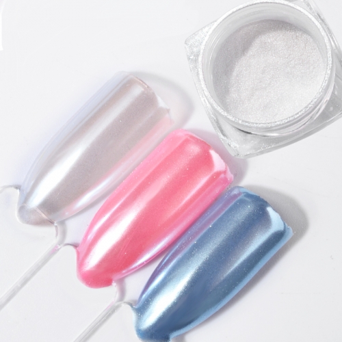1jar Diamond Pearl Mermaid Powder 2g Shining White Nail Art Glitter Powder Dust DIY Nail Decoration Pigment