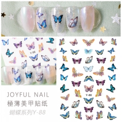 1 Sheet Colorful Butterfly Nail Art Sticker 3D Butterfly Flower Waterproof Stickers Nail Tips Decals Charm Manicure Decorations