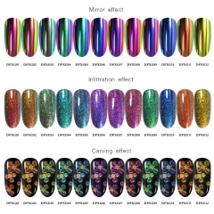 1jar Chameleon Nail Glitter Powders Mirror Effect Dipping Powder Carved Chrome Nail Art Pigment Holographic Manicure Decorations