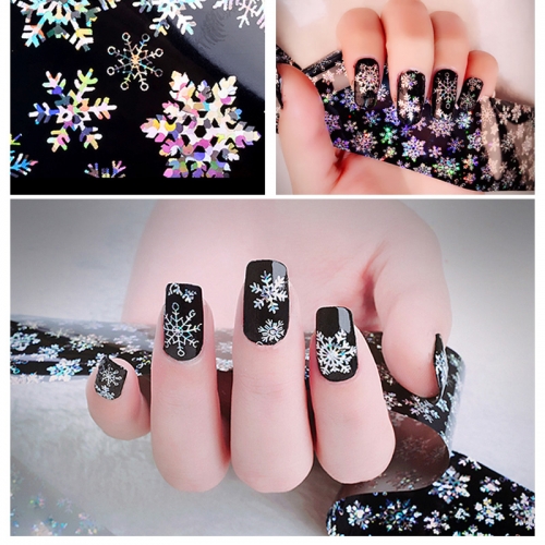 1pcs 120cm*4cm Christmas Snowflake Holographic Nail Foils Nail Art Transfer Sticker Paper Decorations