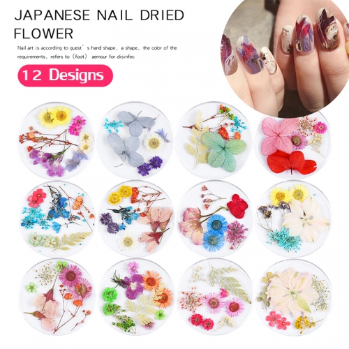 1jar Dried Flowers Leaf Nail Decorations Mix Natural Floral Gypsophila Sticker 3D Dry Beauty Nail Art Decals UV Gel Polish Manicure