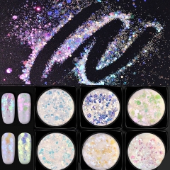 1jar Aurora Unicorn Nail Art Glitters Mixed Hexagon Nail Powder Sequins Mermaid Nail Flakes Holographic Manicure Decorations