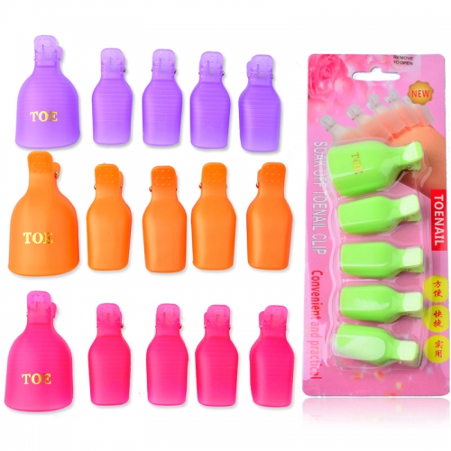 5 Pcs/set Plastic Toe Nail Art Soak Off Clip Cap UV Gel Polish Tips Remover Cleaning Wrap Salon Manicure Tools