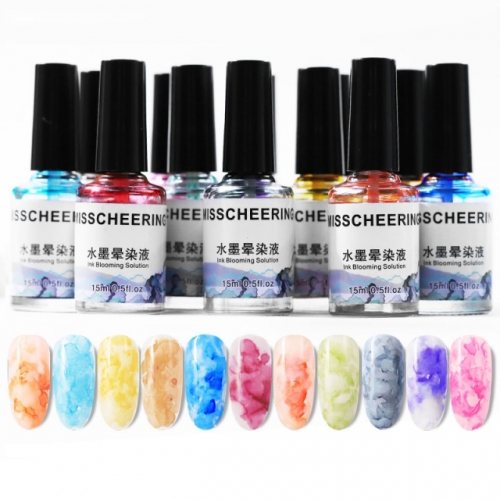 1bottle 15ML Watercolor Ink Blooming Nail Polish Soak Off Marble Gradient Nail Art Gel Lacquer Smoke Halo Dye Ink Solution Nail Varnish