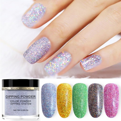 1jar Holographic Dipping Powders Gradient French Nail Glitter Dust Charm Nail Art Decorations Natural Dry DIY Manicure Pigments