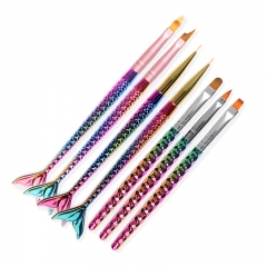 1pcs Gradient Nail Art Painting Liner Brush Mermaid Handle UV Gel Polish 3D French Tips Sculpture Drawing Pen Manicure Tools