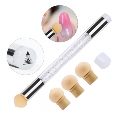 1set Double End Nail Art Gel Polish Color Gradient Brush +4 Replacement Sponge Heads Transfer Stamping Blooming Pen Manicure Tools