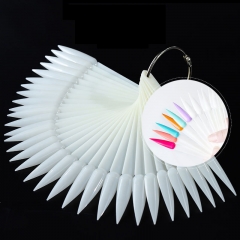 50pcs/set Sharp False Nail Tips Natural Clear White Fan Finger Full Card Practice Display Acrylic UV Gel Polish Manicure Tools