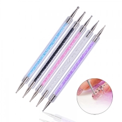 5pcs/set Professional 2 Ways Acrylic Nail Art Care Tips Crystal Painting Dotting Pens Manicure Pen Dot Nails Beauty Tools