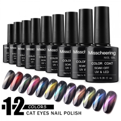 8ML Chameleon 3D Cat Eye Nail Polish Magnetic Aurora Varnish Soak Off UV GEL Polish Magnet Nail Art Lacquer Black Base Needed