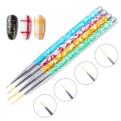 4Pcs/Set Liner Nail Art Brush Drawing Carving Painting Pen Marble Printed Gradient UV Gel Polish Brushes For Manicure Tools Kits