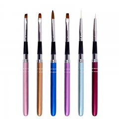 1Pcs Metal Handle Drawing Nail Art Brush UV Gel Polish 3d Painting Pen Liner Flat Nails Tips Brushes For Manicure Tools