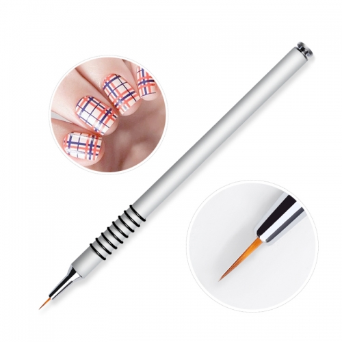 1 Pcs Professional 7mm Nail Liner Brush Silver Handle Drawing Painting Pen For DIY UV Gel Polish Manicure Brushes Nail Art Tools