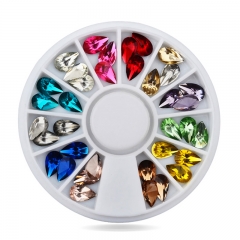 1wheel Drop Water Nail Art Decoration Rhinestones 5X8mm 3d Glitter Charm Nail Gem Stones Wheel DIY Nail Jewelry Accessories