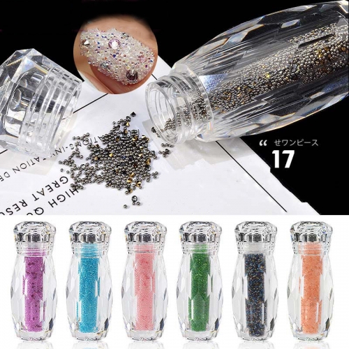 1 Bottle Mini Caviar Beads Crystal Tiny Rhinestones Glass Micro Bead For Nails DIY Colorful 3D Glitter Nail Art Decorations