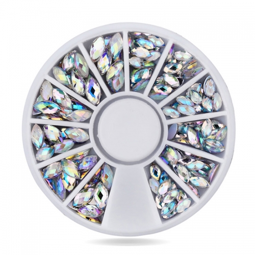 1wheel Crystal AB Nail Art Rhinestones,2 sizes Fashion Glitter Nail Beads Craft,Beauty Manicure Nail Decorations