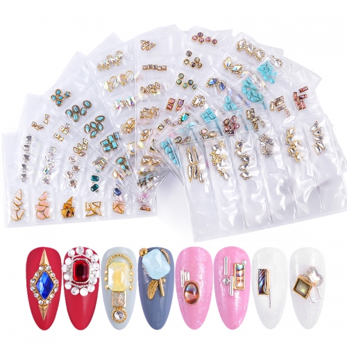 1bag  Mix Designs Alloy Nail Art Decorations Colorful AB Crystal Rhinestones For Nails DIY Retro Jewelry Diamonds Charm Nail Ornaments