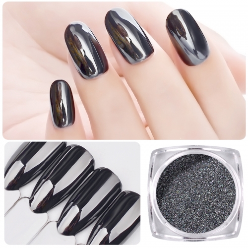 1jar Magic Mirror Black Nail Glitter Powder Super Smooth Nail Art Chrome Pigment Dust Manicure DIY Nail Decorations