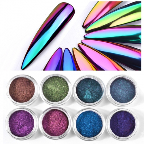 1g/jar Shell Nail Mirror Powder Glitters Blue Purple Pigment Dust Manicure Nail Art Glitter Chrome Decorations