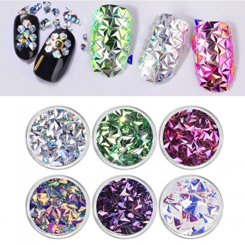 6colors/set Chameleon AB Color Nail Sequins Glitters Triangle Flakes Paillette Manicure Nail Art Decorations