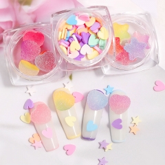 3D Heart Star Nail Art Decorations Gradient Colorful Soft Fudge Designs Sweet Candy DIY Accessories For Nails Manicure