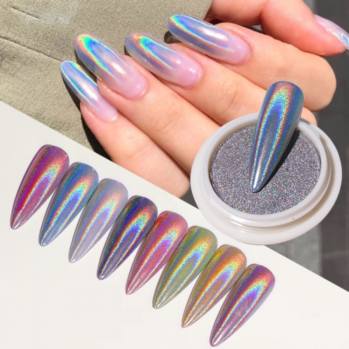 1 jar Upgrade Solid Holographic Nail Powders Super Shiny Nail Glitter Polishing Chrome Pigment Dust Laser Nail Art Decorations