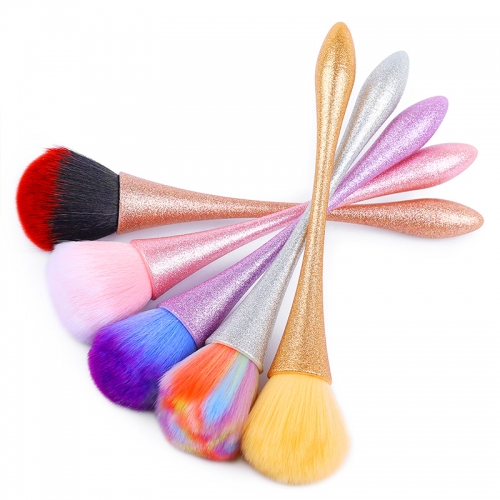1pcs Gradient Colorful Nail Brush Cleaning Remove Powder Matte Handle Nail Art Manicure Pedicure Soft Dust Clean Brushes Makeup Tools