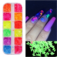 Fluorescence Butterfly Nail Art Glitter Sequins 3D Mermaid Colorful Flakes Holographic Nails Decorations Manicure Accessories