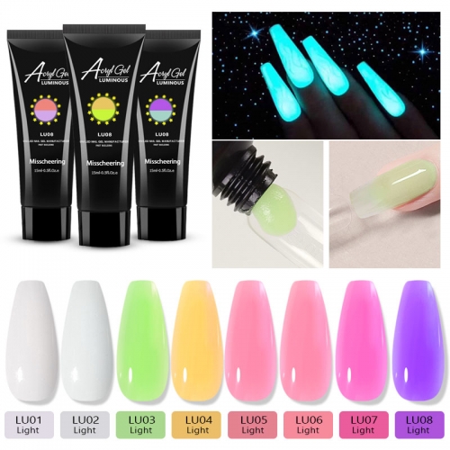 15ML Luminous Polygel Quick Building Gel Nail Polish For Nail Extensions Glow In the Dark Acrylic Nail Art Gel Varnish Manicure