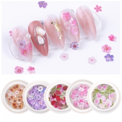 1jar 3D Beauty Nail Art Wood Pulp Rose Flower Decals Nail DIY Mixed Flash Decoration Stickers