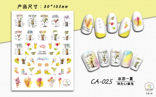 CA025-036  1sheet Nail Stickers Finger Nail Art Sticker Transfer Decals for Nail Art Decorations