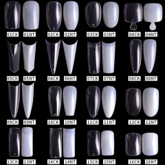 500pcs/bag Natural Clear False Acrylic Nail Tips Full/Half Cover Tips French Sharp Coffin Ballerina Fake Nails UV Gel Manicure Tools