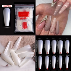 500pcs/bag Ballerina Long False Nail Full Pasted Ballet False Nail Coffin Nail Full Paste Transparent False Nail