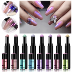 1pcs Neon Aurora Powder Air Cushion Pen Transparent Nail Art Glitter Chrome Mirror Powders Nail Pen Holographic Manicure Accessories