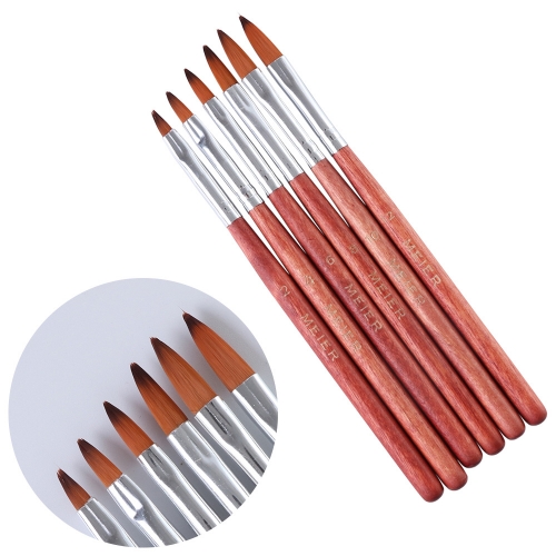 6pcs/set Nail Art Drawing Lines Brush Pen DIY Crystal Nails Manicure Tool Brown Wooden Handle 6 Sizes Nail Painting Liner