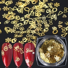 1jar Xmas Paillette 3D Nail Art Decorations Nail Glitter Flakes Sparkly Gold Sequins Spangle Manicure Accessories