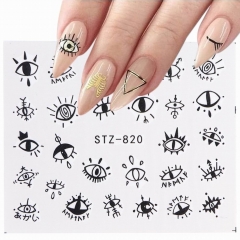 1pcs Cute Eyes Designs Nail Stickers Water Transfer Decals Nail Art Decorations Manicure Adhesive Wraps Foil Slider
