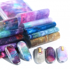 10designs/pack Starry Sky Nail Art Sticker Set Gradient Foil For Nails Lace/Flower/Floral Transfer Foil Slider Adhesive Accessories