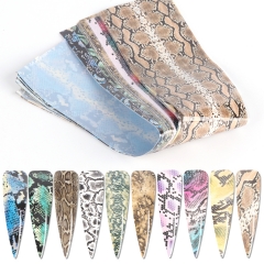 10pcs/set Animal Nail Transfer Foil Serpentine Print Nail Art Slider Stickers Set Adhesive Polish Manicure Wrap Decorations