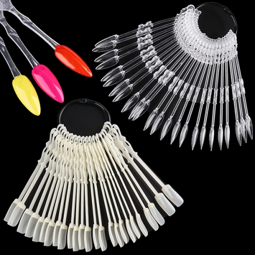 24pcs/set False Nail Tips Natural Clear Black Fan Color Card Nail Art Display Practice Tools Acrylic UV Gel Polish Manicure