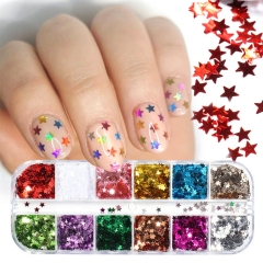 12colors/box Glitter Star Sequins for Nail Gold Christmas Flakes Manicure Decoration Mirror Paillettes Nails Art Supplies