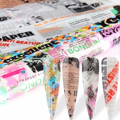 16pcs/set Newspaper Nail Art Foil Transfer Sliders Mixed Design Stickers On Nail Decals Starry Paper Manicure Decorations