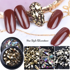 1jar AB Flatback Glass Rhinestones For Nails 3D Crystals Charm Nail Art Decoration Stones Shiny Gems Manicure Accessories