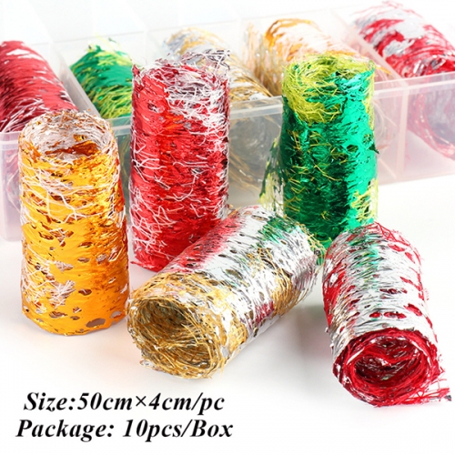 10 rolls/box 3D Mesh Nail Sticker With Aluminum Flakes Gold Silver Net Line Holo Silk Foils Nail Art Decor Mirror Glitter Decals