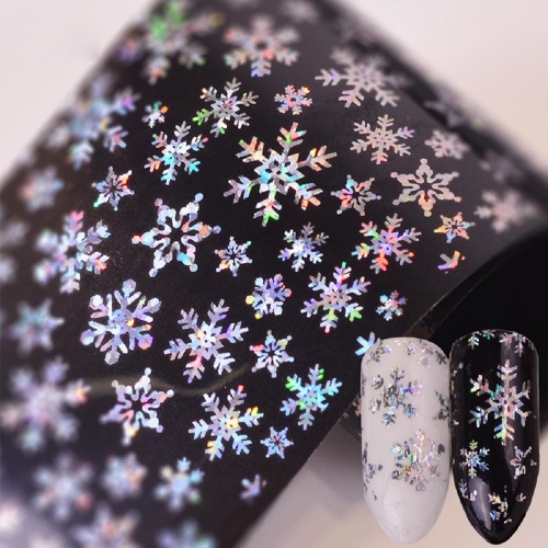 100x4cm Holographic Nail Foil Christmas Snowflake Star Laser Glitter Cartoon Xmas Transfer Sticker Slide Manicure