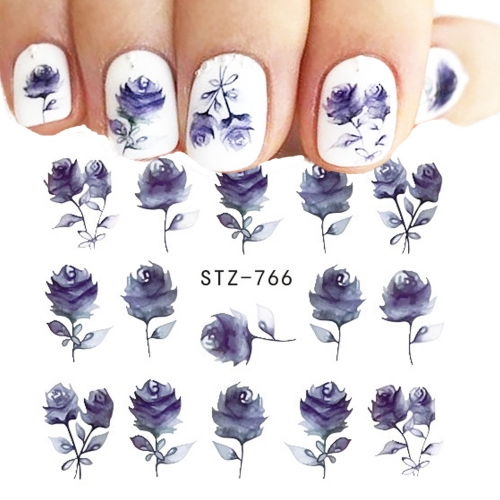 13designs/set Black Flower Water Decals Hollow Geometry Sliders for Nail Art Decoration Cartoon Watermark Sticker Manicure