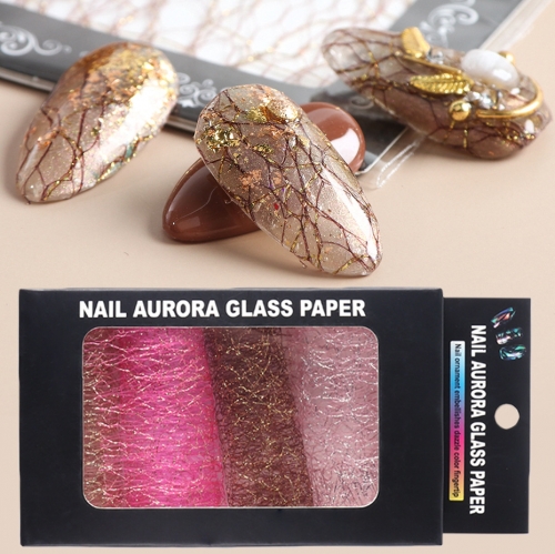 3D Mesh Nail Art Sticker Gold Silver Lace Hollow Net Line Nail Foil Design Manicure Decal Wraps Decorations Accessories