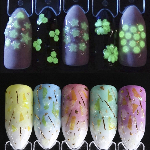 1 Bottle Nail Glitter Flake Glow in the Dark Holographic Nail Powder Luminous Nail Dust Hexagon Nail Sequins Manicure